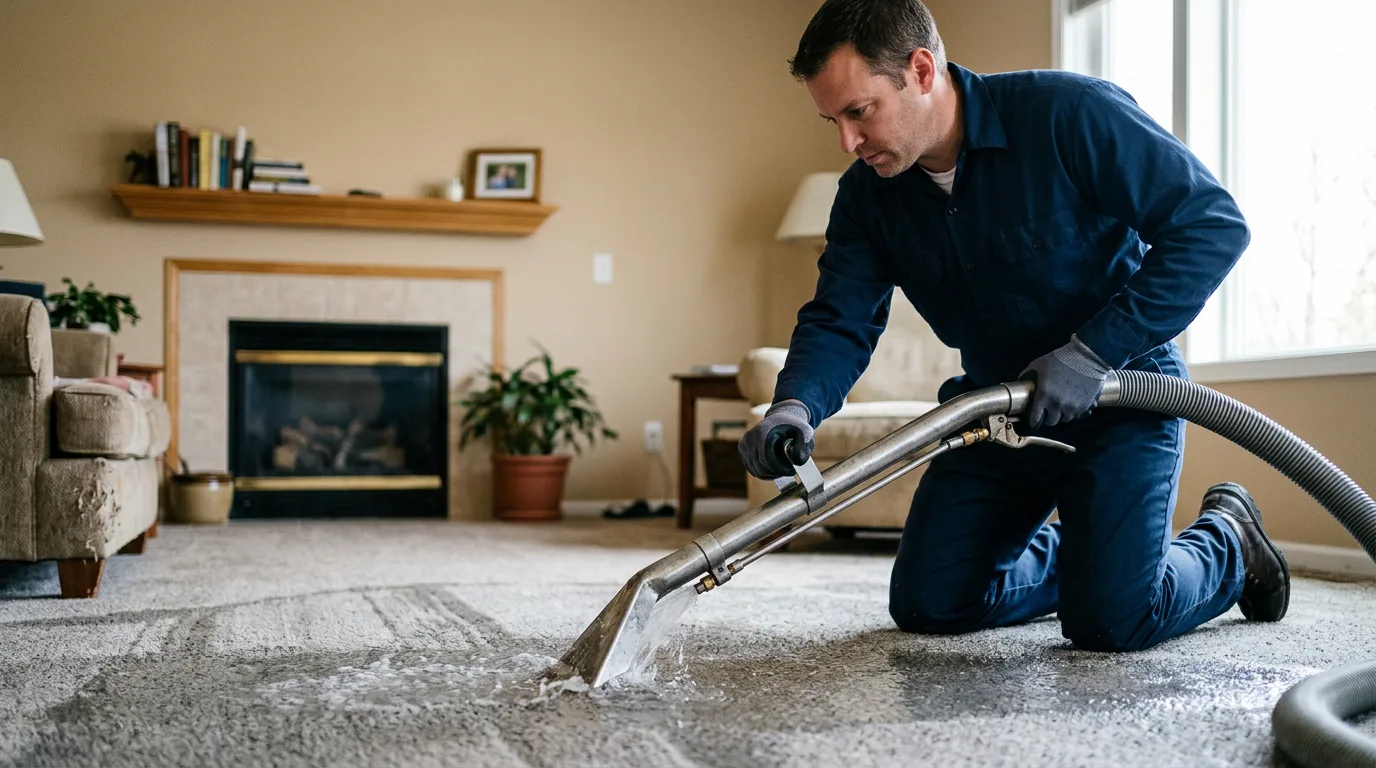 Water damage restoration technician working near Kendleton, TX